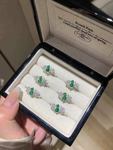 Cincin batu giok Guatemala alami yang terbuat dari perak 925 dengan desain kecil yang segar Batu giok yang bersih, halus, dan hangat Sudah termasuk pajak pengiriman