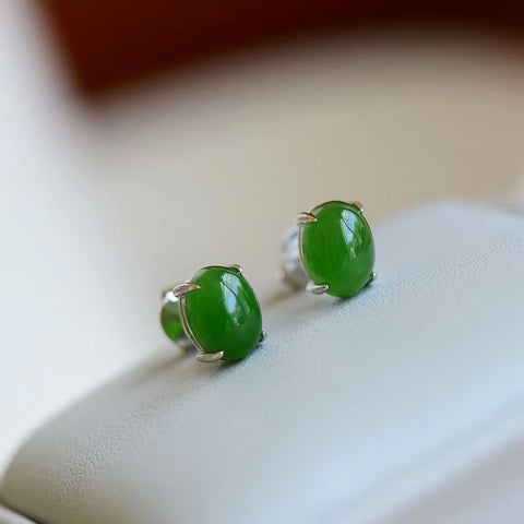 Anting Jasper Alami 925 Pengaturan Perak & nbsp; Ukuran 6 * 8mm Gaya Busana Sederhana Gaya Sederhana Indah dan Murah Hati Termasuk Pajak Pengiriman