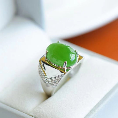 Giok Jasper Cincin Alami bersih dan halus, terbuat dari 925 perak, sudah termasuk pajak pengiriman.
