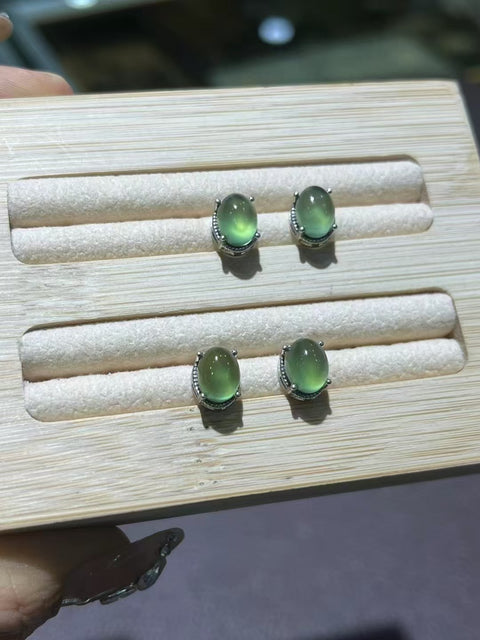 Anting Giok Giok Alami Baru 925 Pengaturan Perak & nbsp; Gioknya bersih dan halus, gayanya sederhana dan indah, sudah termasuk pajak pengiriman.