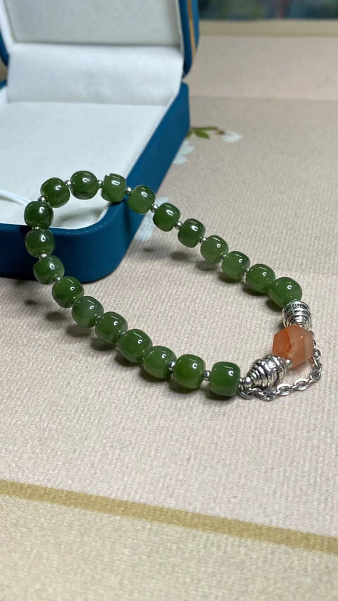 Gelang Jasper Alami dengan Aksesori Perak 925 Ukuran 5 * 7mm Giok Eksotis Sudah termasuk ongkos kirim dan pajak.