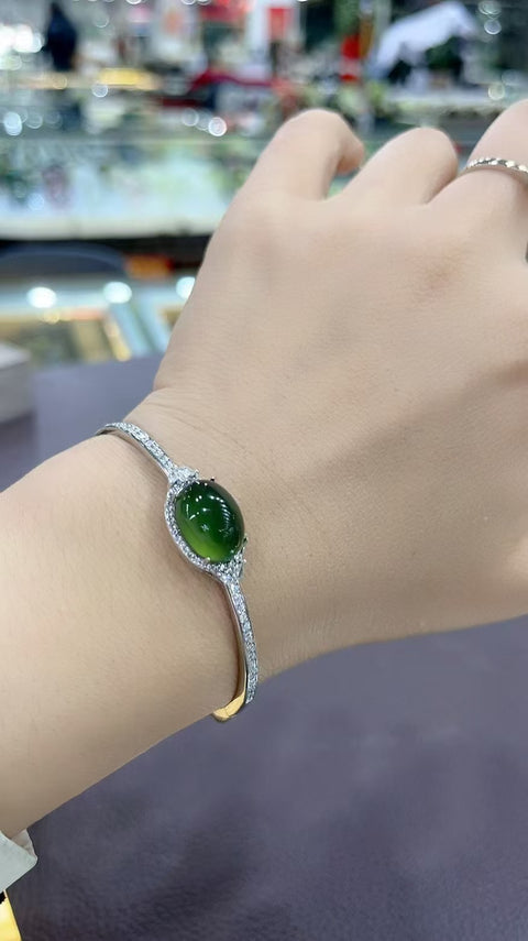 Gelang Giok Alami 925 hias perak Ukuran 14 * 10,5 mm Gaya: Giok yang indah Sudah termasuk ongkos kirim dan pajak.