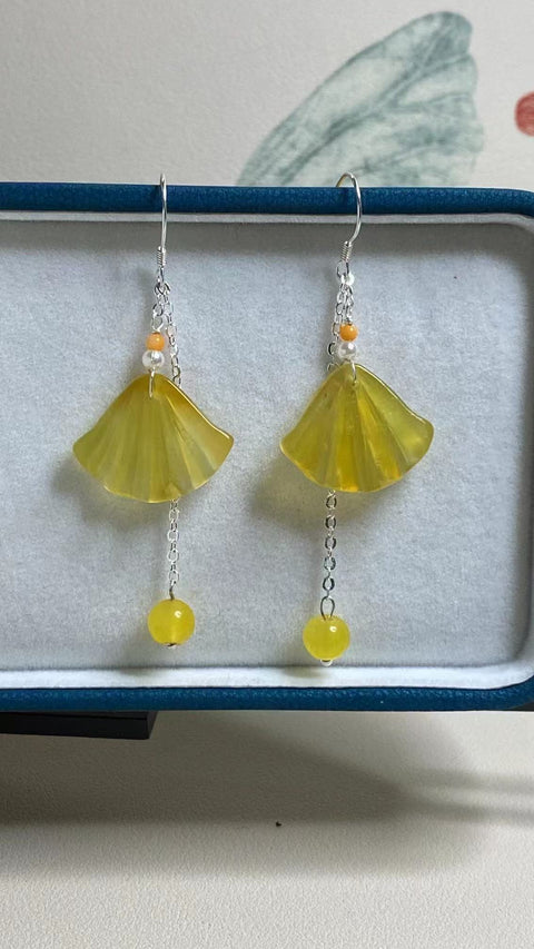 Anting Giok Giok Bunga Giok Cui Halus Ukuran 17 * 21mm Ditetapkan dalam Giok Halus Perak 925 Perak Termasuk pajak pengiriman