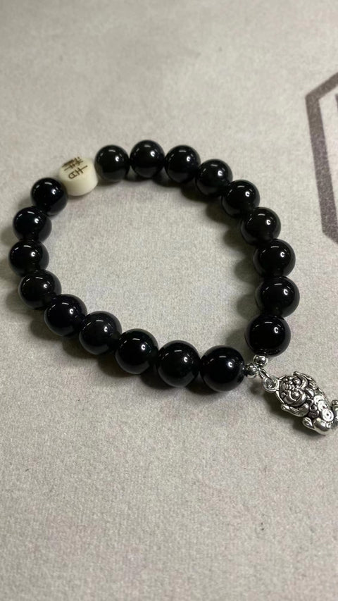 Gelang Tinta Penuh Giok Cui Giok Alami dengan aksesoris Ukuran 10mm Giok bersih, halus dan hangat Sudah termasuk ongkos kirim dan pajak.