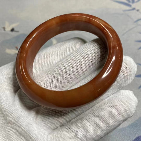 Gelang Gelang Batu Giok Giok Cui Bunga Giok Alami Ukuran 50-52mm Ukuran 51.1mm Lebar Sisi 14mm Batu Giok secara alami Pola Bunga Acak Sudah termasuk pajak pengiriman.