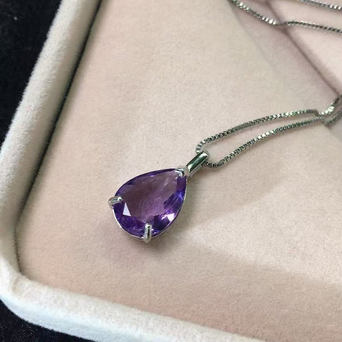 Kalung Kecubung Alam 925 Pengaturan Perak Ukuran 12 * 10mm Super Api Ekstra Waspada Sudah termasuk pajak pengiriman.