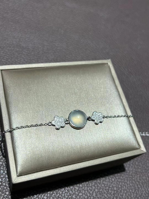 Gelang Giok Alami; Giok yang bersih, halus dan hangat, terbuat dari perak 925, ukuran 10mm, sudah termasuk pajak pengiriman.