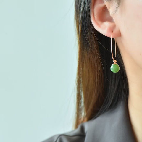 12261-1 Anting Jasper Alami Ukuran 10mm 925 Giok Tatahan Perak adalah giok yang halus dan hangat, gaya yang indah, sudah termasuk pajak pengiriman.