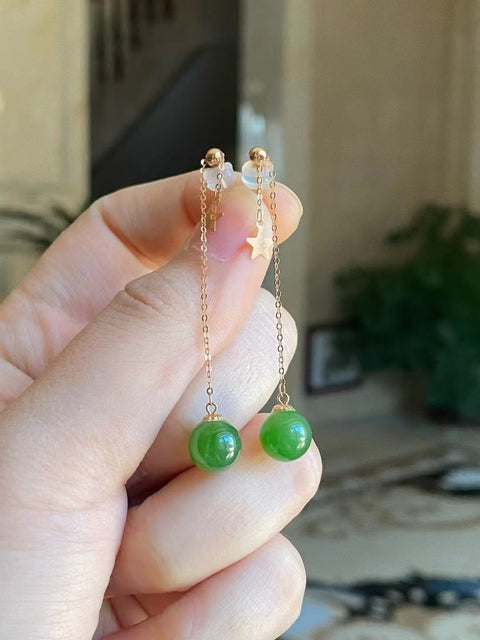 Anting Jasper Alami dalam Pengaturan Emas 18k Ukuran 8mm Warna dan Gaya yang Indah Pengiriman dan Pajak Sudah Termasuk!