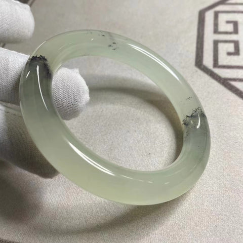 Gelang Tinta Giok Cui Alami Ukuran 56-58mm Ukuran 57.2mm Lebar Sisi 11.5mm Giok terjadi secara alami Pola acak termasuk pajak pengiriman.