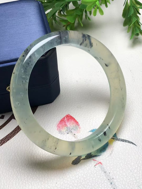 Gelang Tinta Es Batu Giok Cui Alami Ukuran 62.6 * 12.5 * 9.5mm Batu giok semuanya terjadi secara alami Pola acak Termasuk pengiriman dan pajak