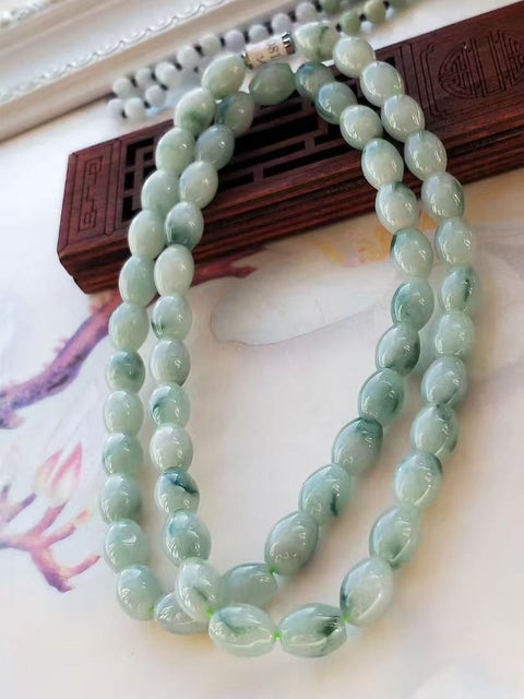 Kalung bunga terapung dari batu giok alami Ukuran 8 * 10mm Batu giok halus dan hangat Termasuk pajak pengiriman