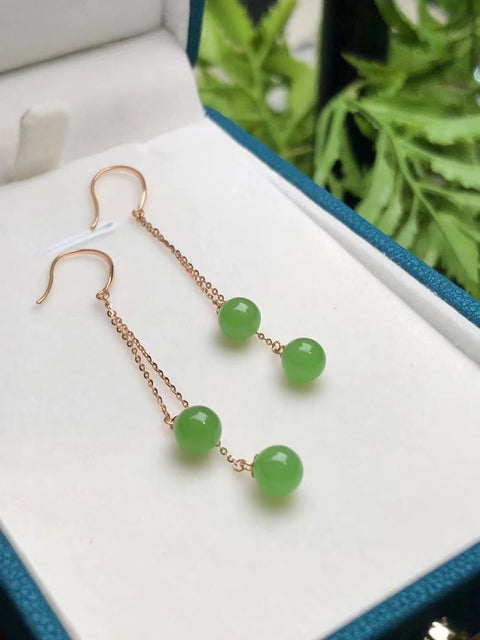 Anting-Anting Jasper Jade Apel Hijau dalam Pengaturan Emas 18k, Gaya Klasik Serbaguna dan Ukuran Kelas Atas: 5,5 mm Harga Khusus Pengiriman dan Pajak Sudah Termasuk!