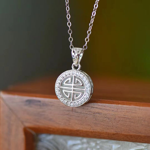 3313T Set Kalung Zirkonia Giok Hetian Giok Alami dari 925 Giok Perak bersih, halus dan hangat, gaya yang indah Ukuran 10 * 10mm Termasuk pajak pengiriman.