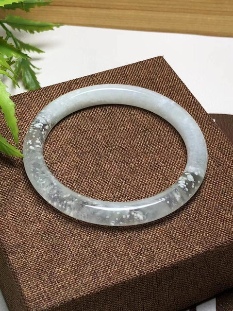 Gelang Strip Kecantikan Celadon Jelly Alami & Gelang & nbsp; Ukuran 56 * 8.6 * 8mm Giok secara alami terjadi Pola acak Termasuk Pajak Pengiriman