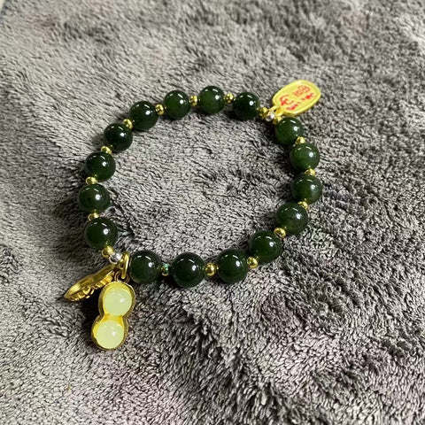 Gelang Giok Halus Gelang Giok Manik-manik Giok yang Cocok Ukuran 8mm Giok bersih, halus dan hangat Sudah termasuk pajak pengiriman.