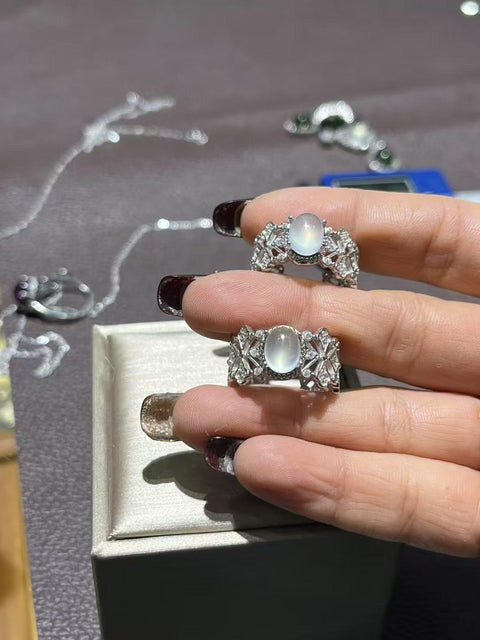 Cincin Giok Alami dari 925 Perak & nbsp; Ukuran 8 * 6mm Giok halus dan hangat Termasuk pajak pengiriman.