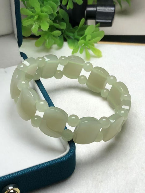 Giok Hetian Alami Warna Bening Warna Bening Gaya Untai Modis Ukuran 16 * 12mm Giok halus dan hangat Termasuk pajak pengiriman