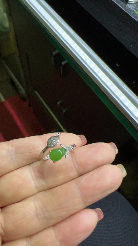 Fine Jasper Ring-S925 pengaturan perak Ukuran giok: cincin 6 * 10mm Giok tanpa cela, bersih dan halus Pajak pengiriman sudah termasuk.