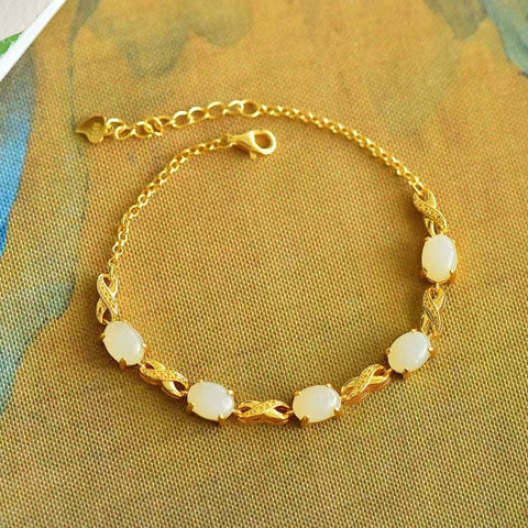 5809 Gelang Perak Sayuran Sisi Telur Giok Hetian Alami Ukuran 6 * 8mm 925 Giok Inlay Perak halus dan hangat Sudah termasuk pajak pengiriman.
