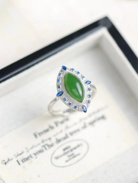 Set Cincin Mata Kuda Jasper Alami dari Giok Perak 925 yang bersih, halus dan hangat. Gayanya sangat serbaguna dan unik.