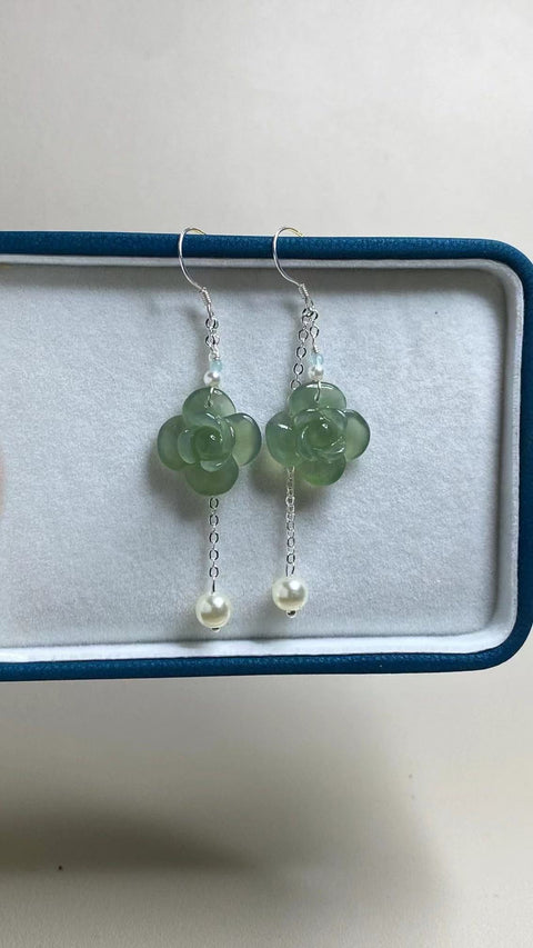 Anting Air Biru Giok Halus Ukuran 17 * 21mm Set dalam 925 Perak Termasuk ongkos kirim dan pajak.