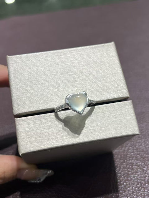 Cincin Peri Giok Alami Ins Fairy Ring 925 Gaya Pengaturan Perak sangat indah Giok bersih, halus dan hangat.