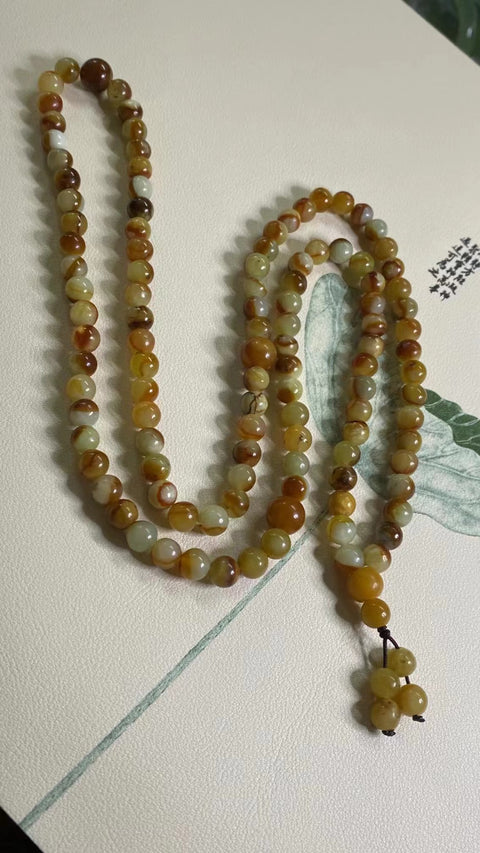 Bunga Giok Giok Giok Alam Cui 108 Potongan Kalung Serbaguna Ukuran 8mm Giok bersih, halus dan hangat Termasuk ongkos kirim dan pajak.