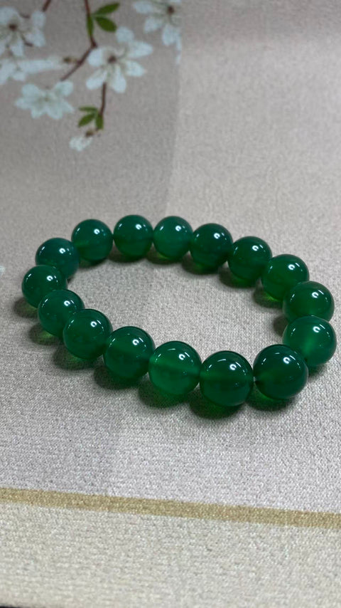 Set batu kalsedon akik indah, warna hijau, kepala air penuh, gelang: 12mm, kalung: 12mm, anting: 12mm (tata perak), termasuk pajak pengiriman, nomor barang 202510131622