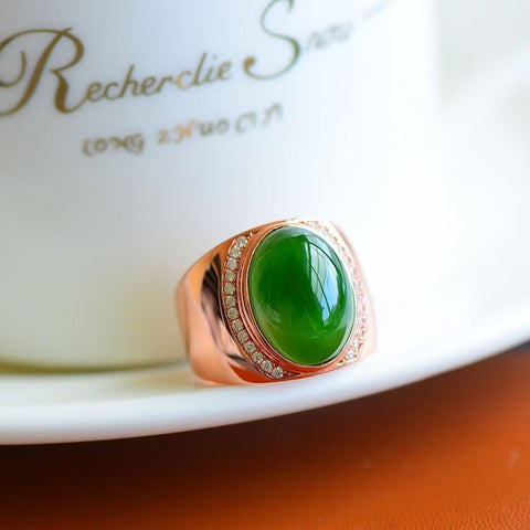 11007 Cincin Telur Jasper Alami yang terbuat dari perak 925 Ukuran 12 * 16mm Giok halus dan hangat, gaya yang indah sudah termasuk pajak pengiriman.