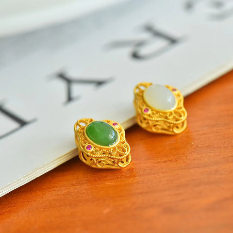 Kalung Jasper Alami [Ref] 13027-6 # 3027-6 # diatur dalam perak s925 Ukuran 6 * 8mm Giok bersih dan halus dan hangat Termasuk Pajak Pengiriman