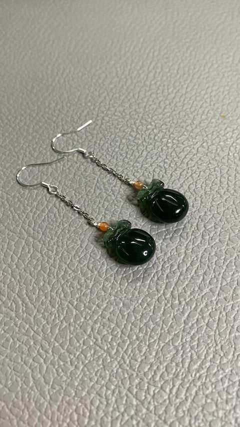 Anting Tas Berkah Hijau Penuh Jasper Alami 925 Pengaturan Perak Ukuran 15 * 11mm Termasuk Pajak Pengiriman