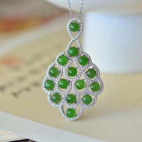 10837 Kalung Jasper Alami dari 925 Perak Ukuran 5 * 5mm & nbsp; Giok bersih, halus dan hangat; Gayanya sangat indah & nbsp; Sudah termasuk pajak pengiriman