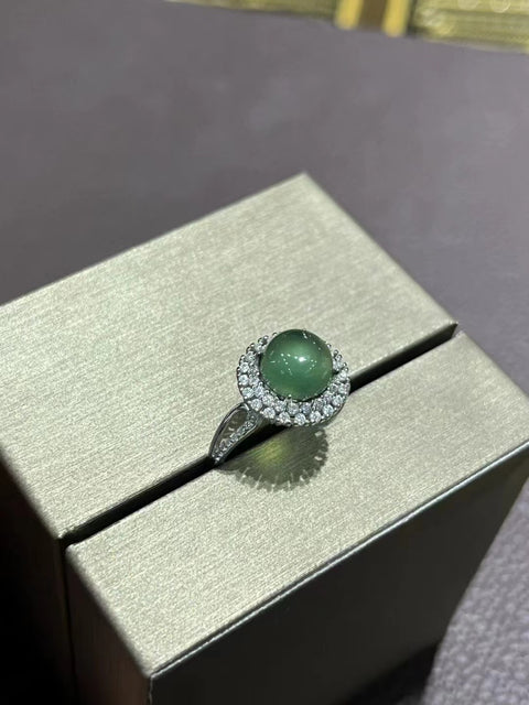 Cincin Es Batu Giok Alami yang terbuat dari perak 925 Ukuran 8mm Sudah termasuk ongkos kirim dan pajak.