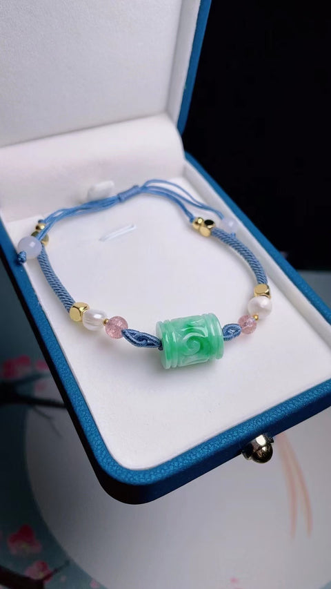Gelang Gelang Manik-manik Pembawa Batu Giok Alami Bahan batu giok tua yang halus dan hangat Ukuran 1,4 * 1,2 cm Sudah termasuk pajak pengiriman