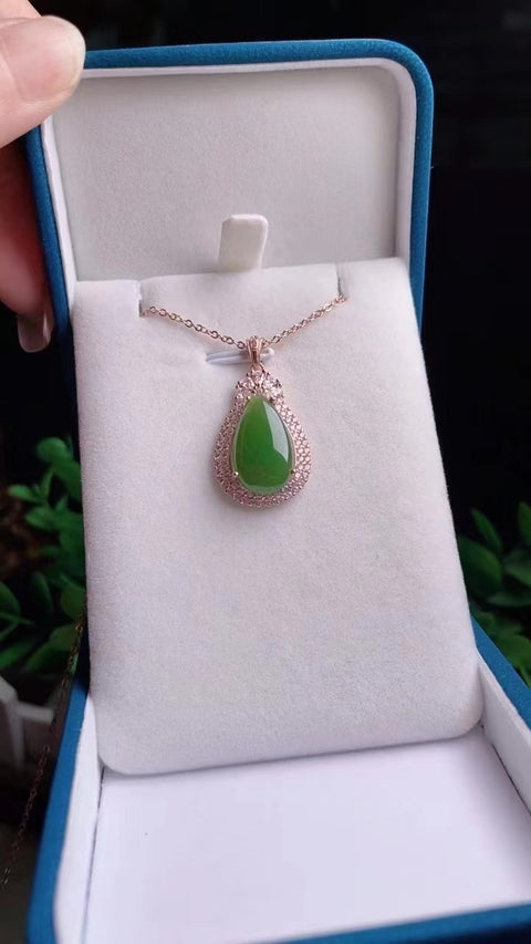 Kalung Jasper alami yang terbuat dari batu giok perak 925 bersih, halus, dan hangat Ukuran 1,8 * 1,2 mm sudah termasuk pajak pengiriman