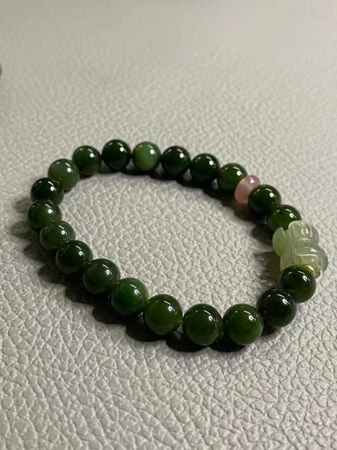 Gelang Giok Hetian Alami & Gelang Giok Hetian & Gelang Giok Hangat dan Hangat Ukuran 8mm Sudah Termasuk Pajak Pengiriman