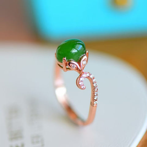 11150 Cincin Jasper Alami & nbsp; Ukuran 6 * 8mm yang terbuat dari batu giok perak 925 yang bersih, halus, dan hangat Sudah termasuk pajak pengiriman.