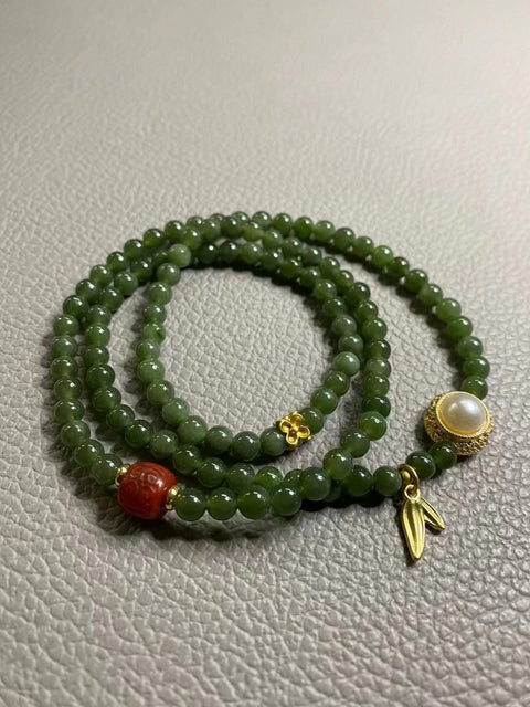 Gelang Giok Hetian Giok alami yang halus dan hangat, kalung dan gelang ukuran 5mm, gaya yang indah, sudah termasuk pajak pengiriman.