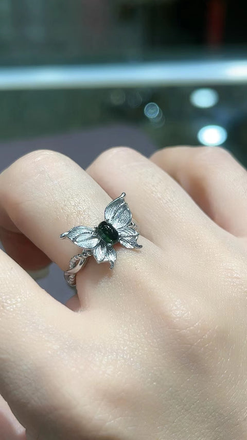 Cincin Hijau Giok Cui Alami 925 perak, giok yang bersih dan halus, ukuran 3,5 * 5mm, gaya yang indah, sudah termasuk ongkos kirim dan pajak.