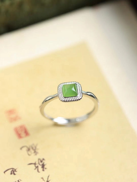Set Cincin Gula Batu Jasper Alami dari Giok Perak 925 yang bersih, halus dan hangat, gayanya sederhana dan elegan, sudah termasuk pajak pengiriman.