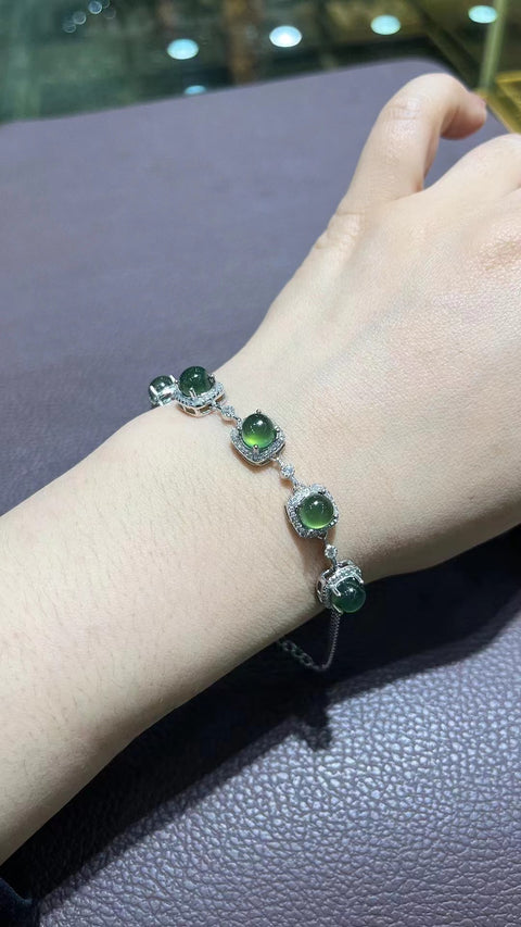 Gelang Giok Giok alami yang bersih, halus dan hangat, terbuat dari perak 925, ukuran 6mm, sudah termasuk pajak pengiriman.