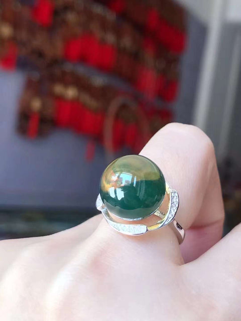 Cincin amber biru Meksiko sastra pemurnian air biru tinggi yang indah S925 tatahan perak sterling Ukuran: bezel 12mm dapat disesuaikan Terlampir pada Sertifikat Inspeksi Negara Kotak hadiah yang indah Termasuk biaya pajak pengiriman