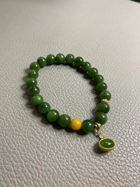 Gelang Jasper Alami dengan aksesoris Ukuran 8mm Giok bersih, halus, hangat dan bergaya sudah termasuk pajak pengiriman.