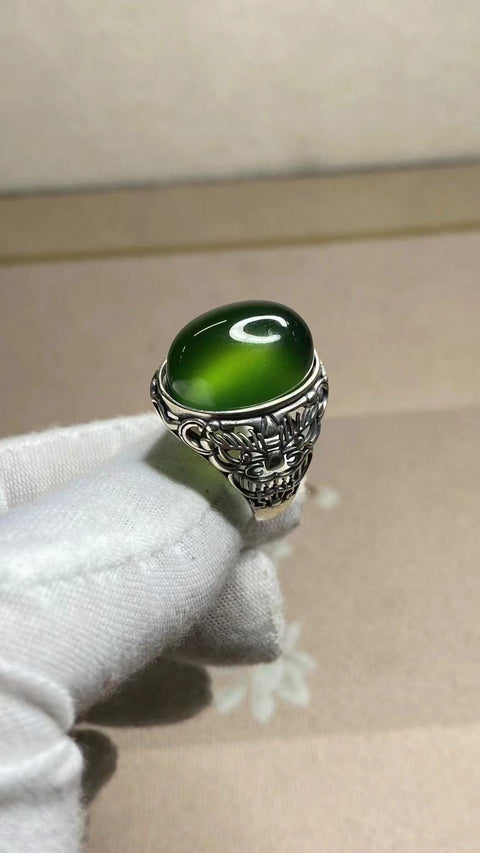 Cincin Giok Indah Ukuran 20 * 15mm Ditetapkan dalam Gaya Perak 925 Termasuk pengiriman dan pajak.