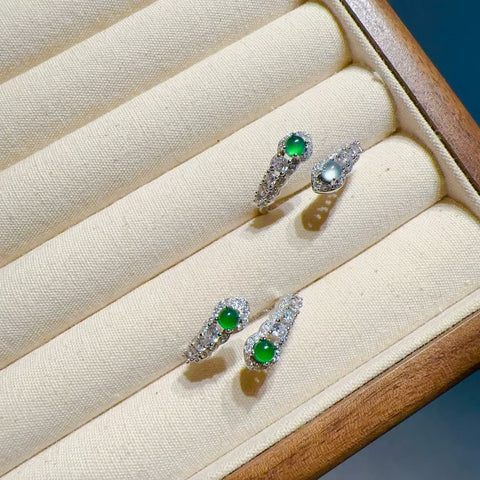 Set Cincin Giok Alami dari Perak 925 Ukuran 3mm Giok bersih dan halus Gaya Termasuk pajak pengiriman