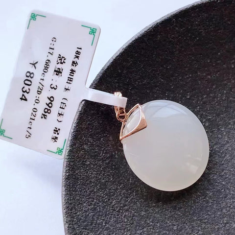 Bahan giok Hetian alami Qinghai bahan 18k emas kancing kepala pengaturan kancing putih berkualitas tinggi Ukuran 20 * 6mm Giok bersih dan halus yang Anda minta lembab Termasuk pajak pengiriman