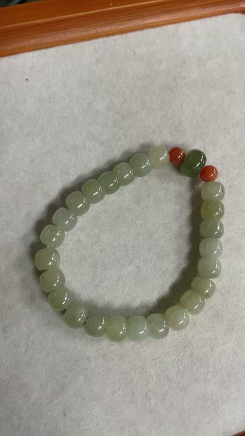 Gelang Giok Hetian Alami Ukuran 8mm Gaya Klasik Giok Bersih Sudah termasuk pajak pengiriman