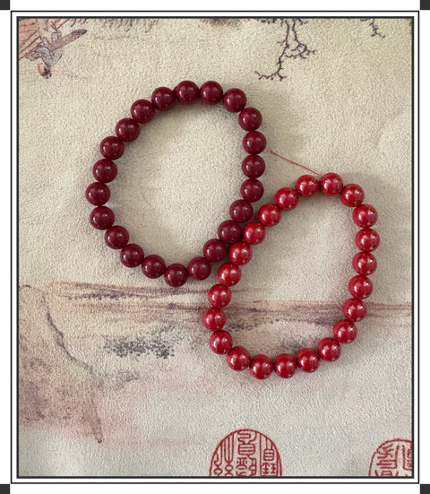 Gelang cinnabar alami, semoga membawa keberuntungan dan membantu tidur, 8mm, kandungan cinnabar tinggi (lebih dari 95%), termasuk ongkos kirim dan pajak.