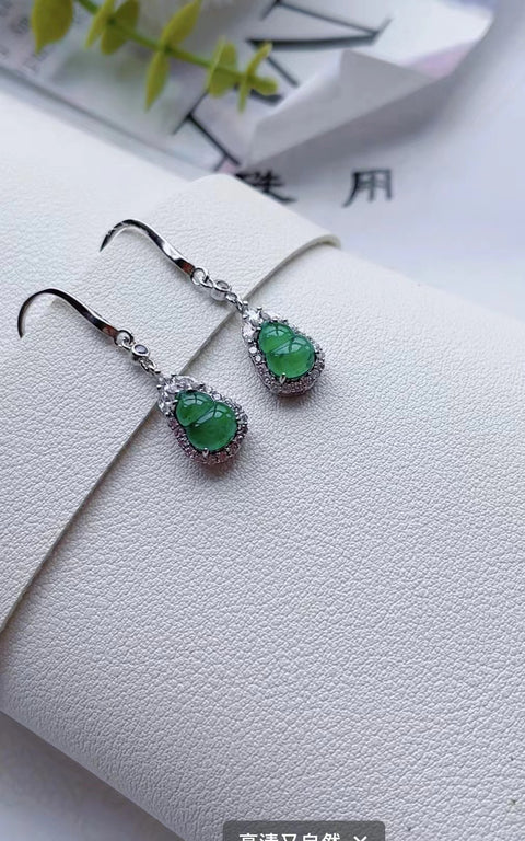 Anting Giok Guatemala Alami Bahan Bersih 925 Perak Pengaturan Ukuran 0.6 * 0.8mm Gaya Termasuk pajak pengiriman.